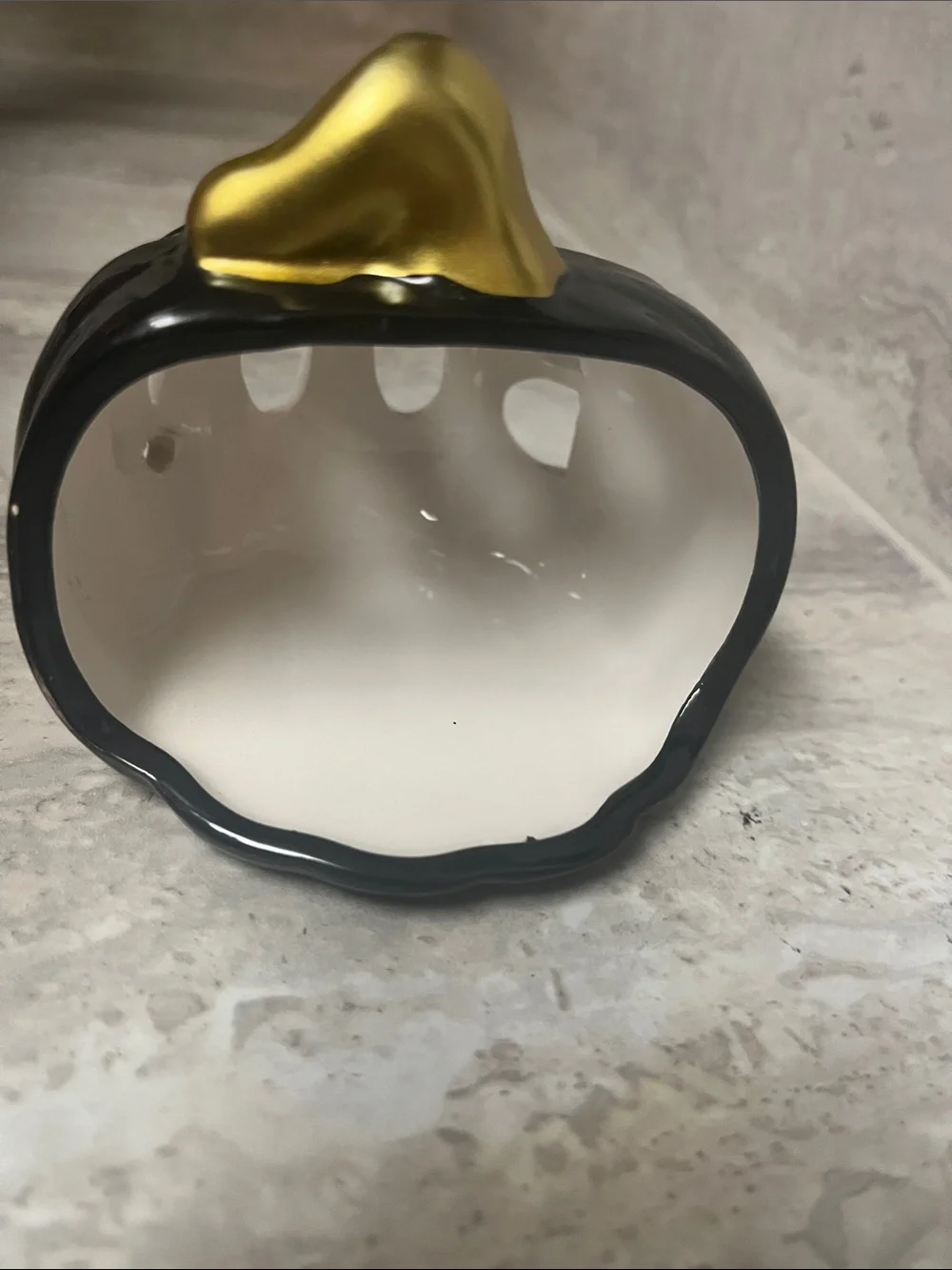 Ceramic Black and Gold Pumpkin candle holder